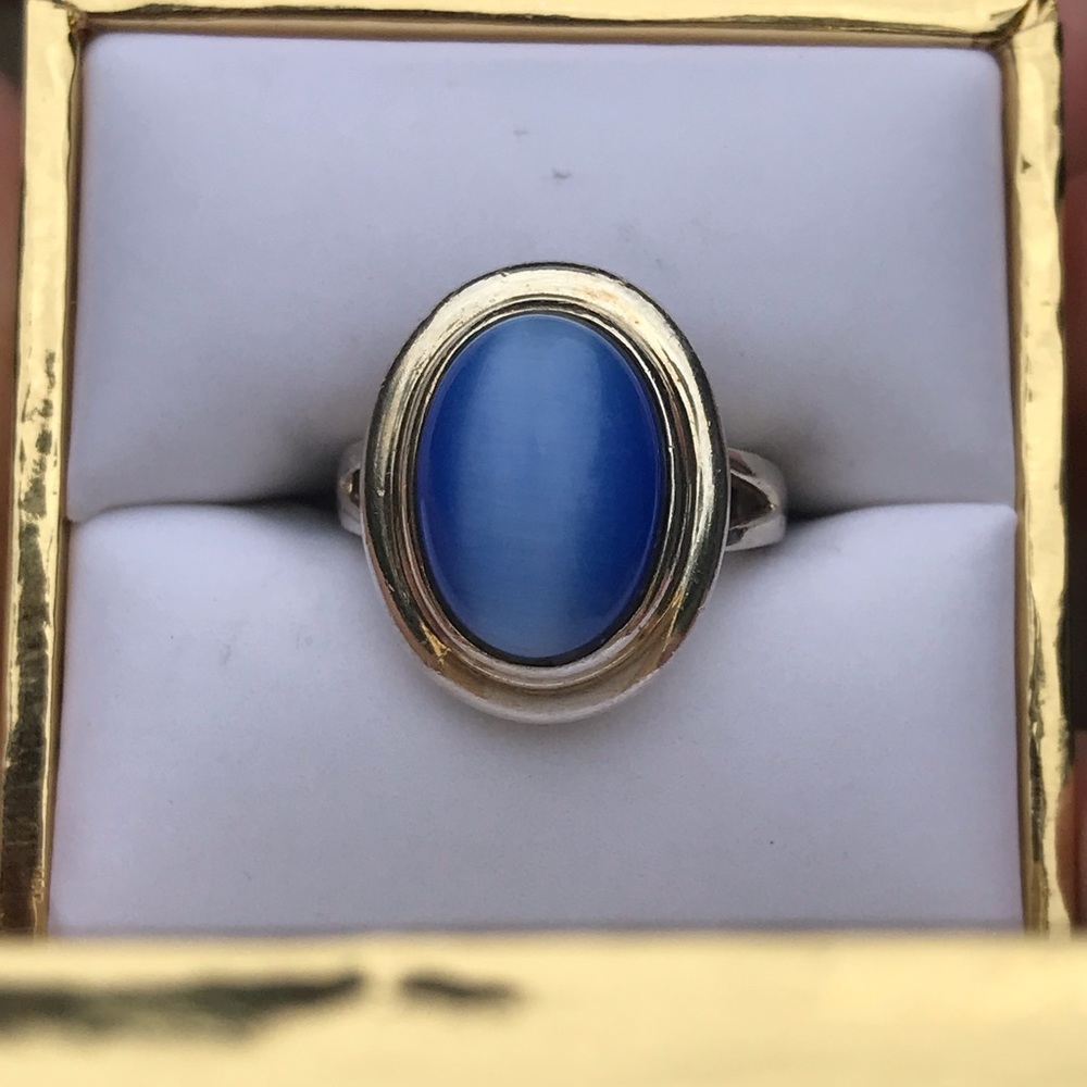 Blue Cat’s Eye Sterling Silver Ring